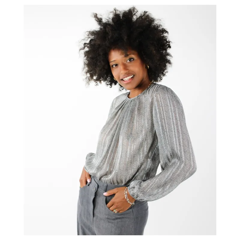 BLUSA MICRO POIS LUREX HOZONE- Camicie E Bluse