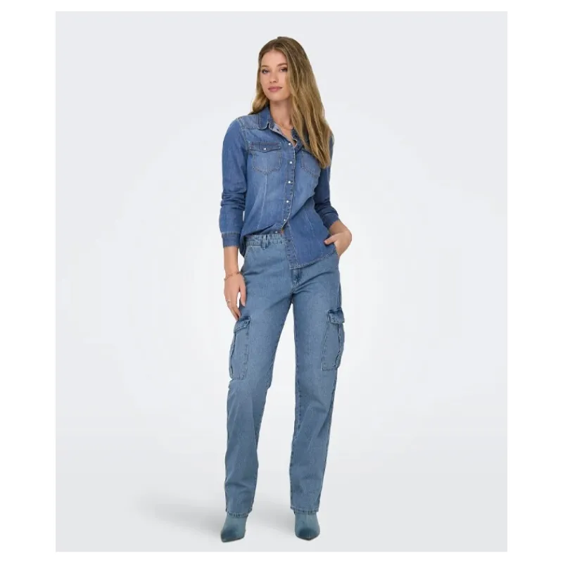 CAMICIA IN JEANS CON TASCHE ONLY- Camicie E Bluse