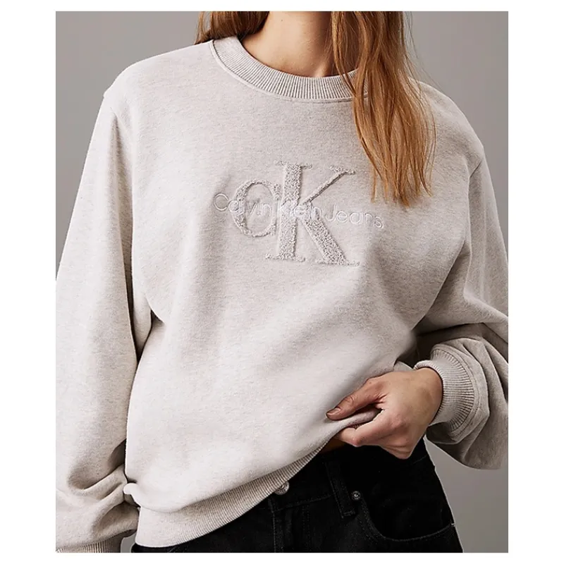 FELPA CON MONOGRAMMA IN CINIGLIA CALVIN KLEIN JEANS- Felpe