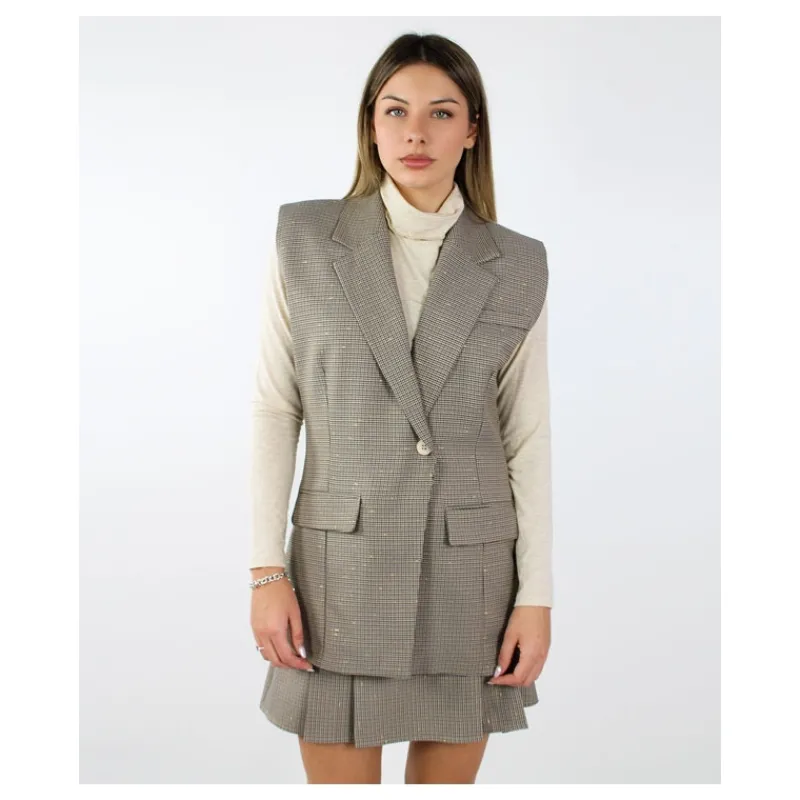 GILET PIED DE POULE CON LUREX HOZONE- Capi Spalla