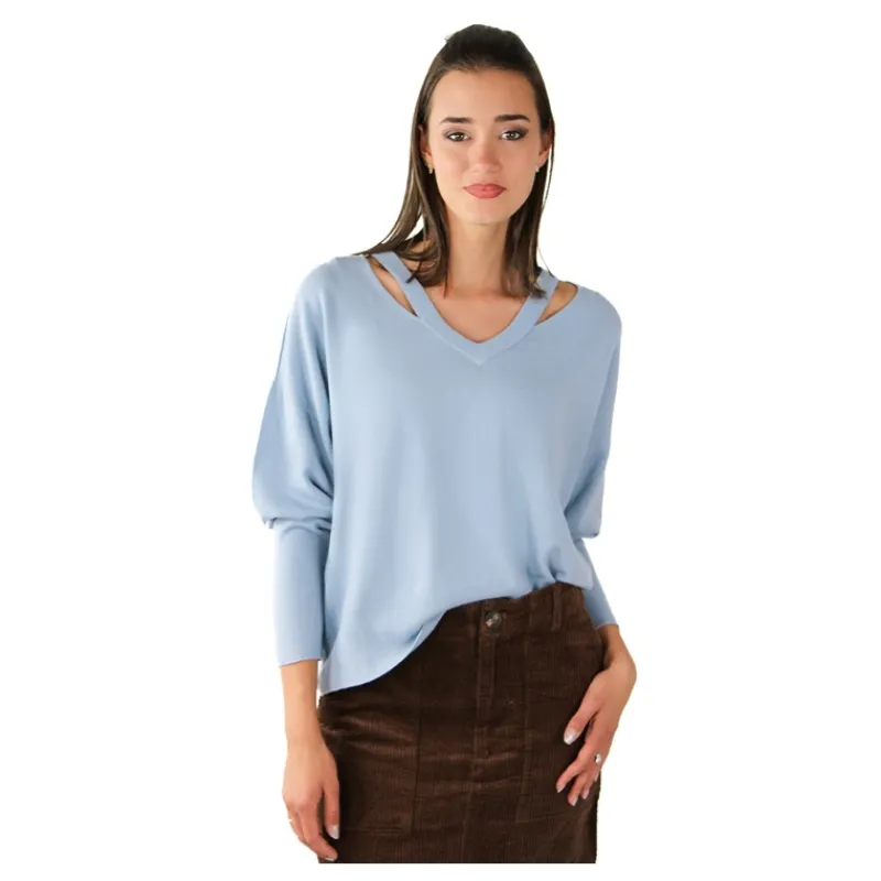 MAGLIA CON SCOLLO A V CUT-OUT HOZONE- Maglieria