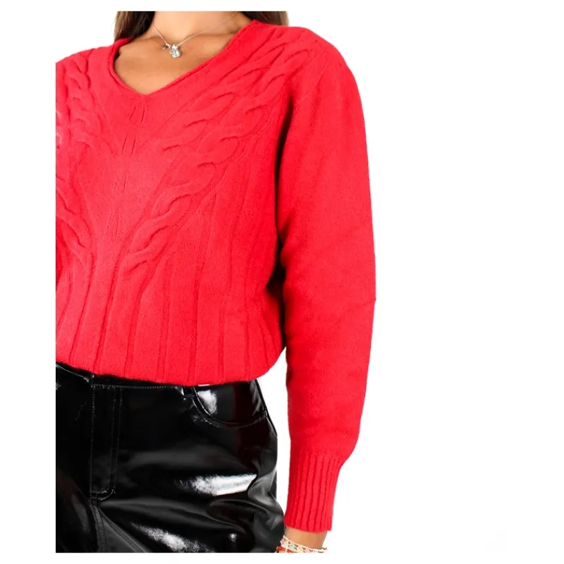 MAGLIA SCOLLO A 'V' TRECCIA HOZONE- Maglieria
