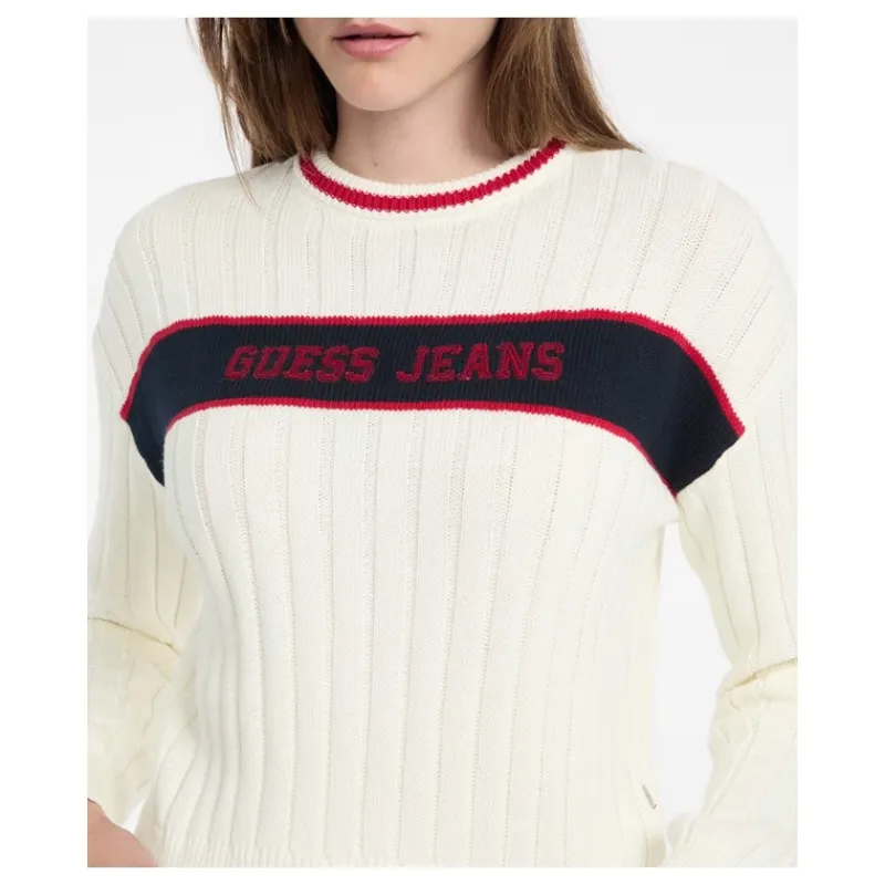 MAGLIONE GIROCOLLO A COSTINE GUESS- Maglieria