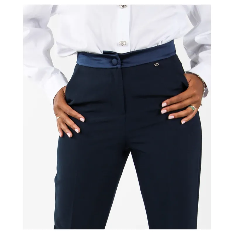 PANTALONE A SIGARETTA CINTURA IN RASO HOZONE- Pantaloni