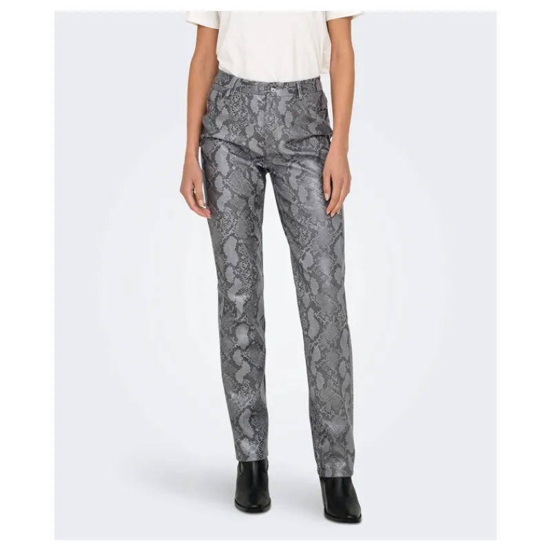 PANTALONE ECOPELLE SNAKE ONLY- Pantaloni