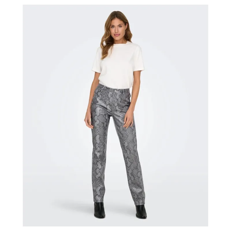 PANTALONE ECOPELLE SNAKE ONLY- Pantaloni