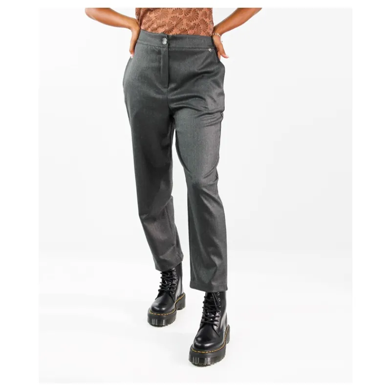 PANTALONE GESSATO LUREX HOZONE- Pantaloni