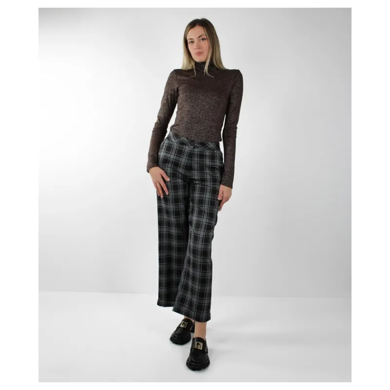 PANTALONE IN FANTASIA SCOZZESE CON RISVOLTO HOZONE- Pantaloni