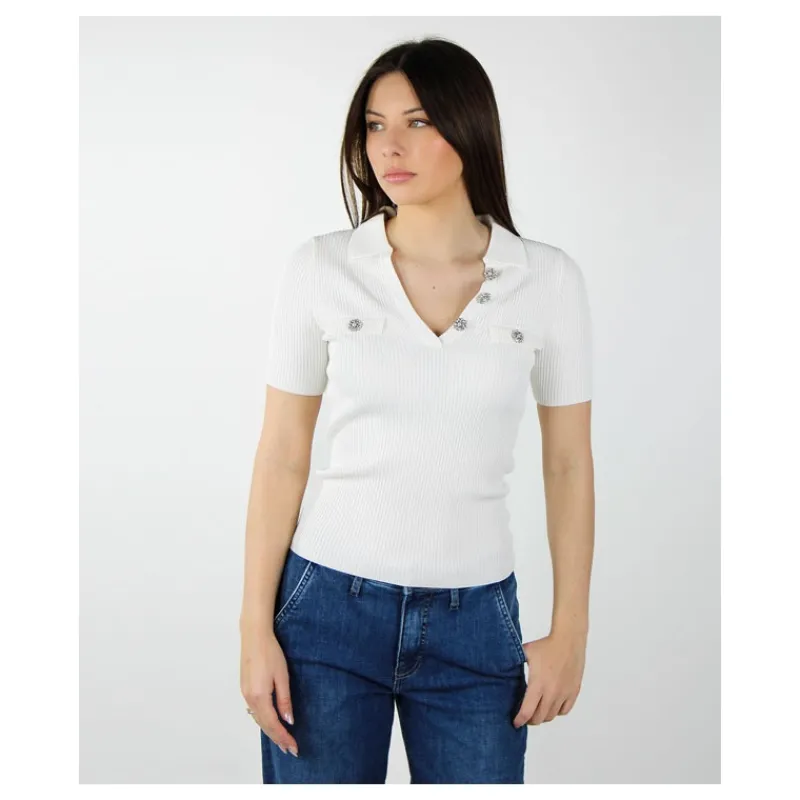 POLO IN MAGLIA CON BOTTONI GIOIELLO GUESS- Maglieria