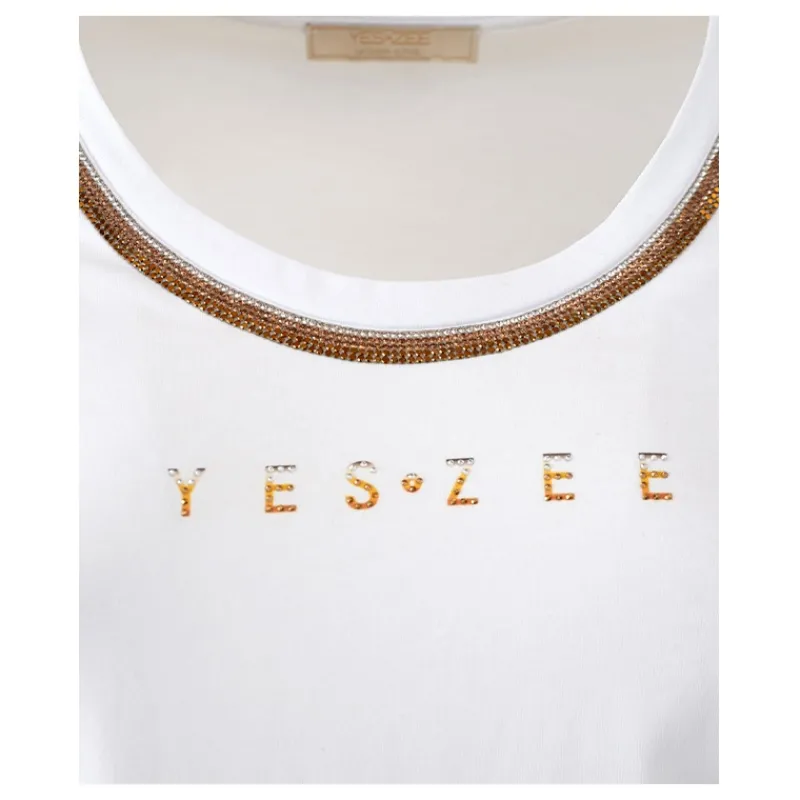 tshirt_con_girocollo_stra_2.webp T-SHIRT CON GIROCOLLO STRASS YES°ZEE- T-shirt & Top