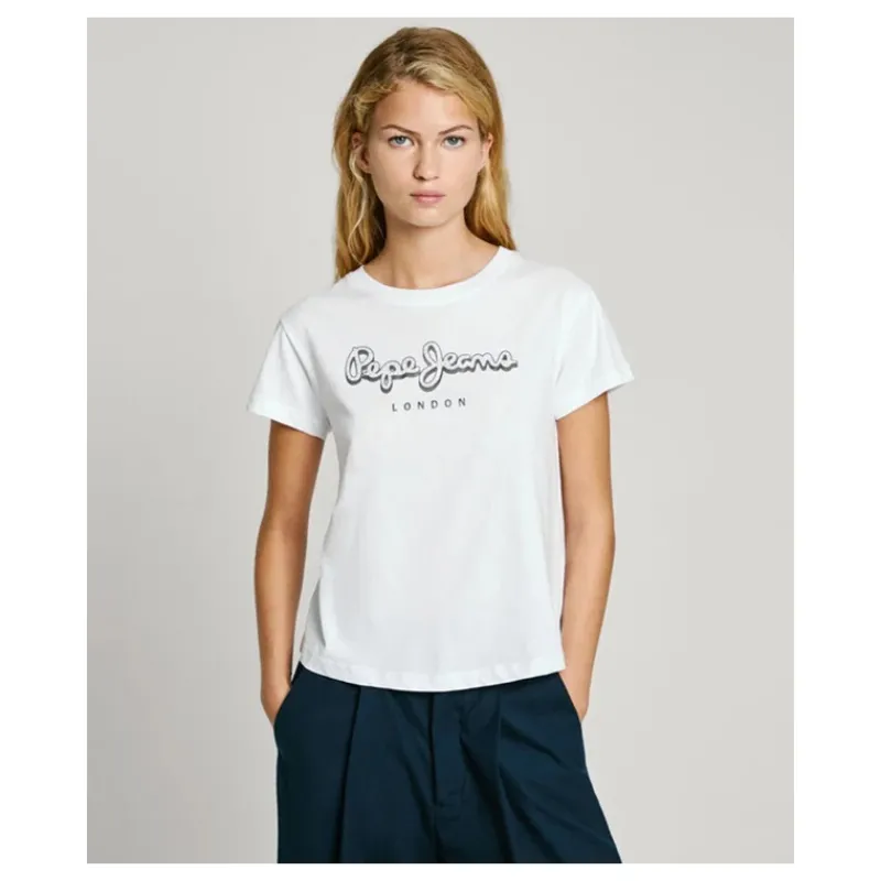 T-SHIRT CON LOGO IN STRASS PEPE JEANS- T-shirt & Top
