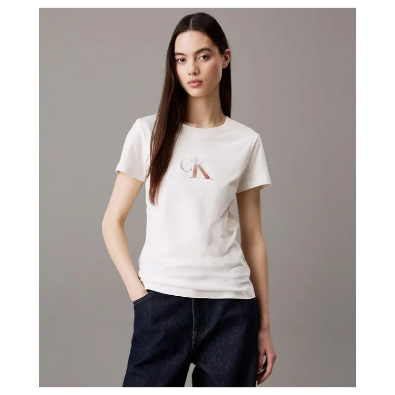 T-SHIRT CON MONOGRAMMA SFUMATO CALVIN KLEIN- T-shirt & Top