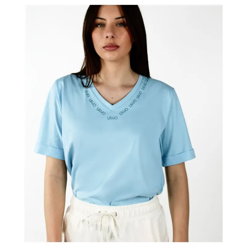tshirt_con_scollo_a_v_e_s_14.webp T-SHIRT CON SCOLLO A V E STRASS LIU°JO- T-shirt & Top