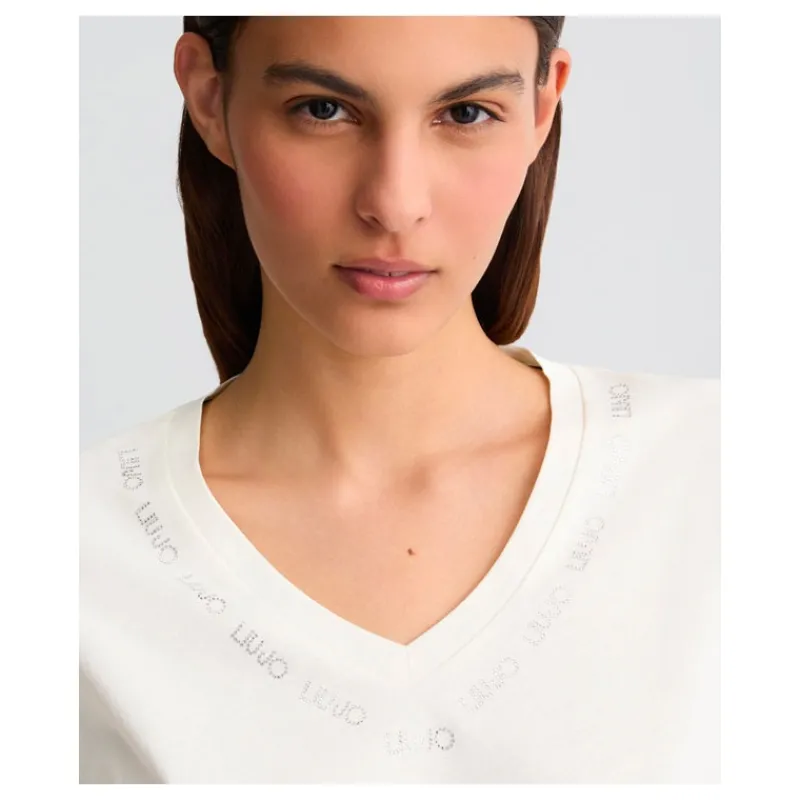 tshirt_con_scollo_a_v_e_s_2.webp T-SHIRT CON SCOLLO A V E STRASS LIU°JO- T-shirt & Top