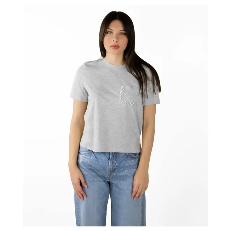T-SHIRT CON TASCHINO PERLE E STRASS ONLY- T-shirt & Top