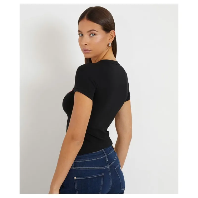 tshirt_scollo_a_v_logo_pi_10.webp T-SHIRT SCOLLO A V LOGO PICCOLO GUESS- T-shirt & Top