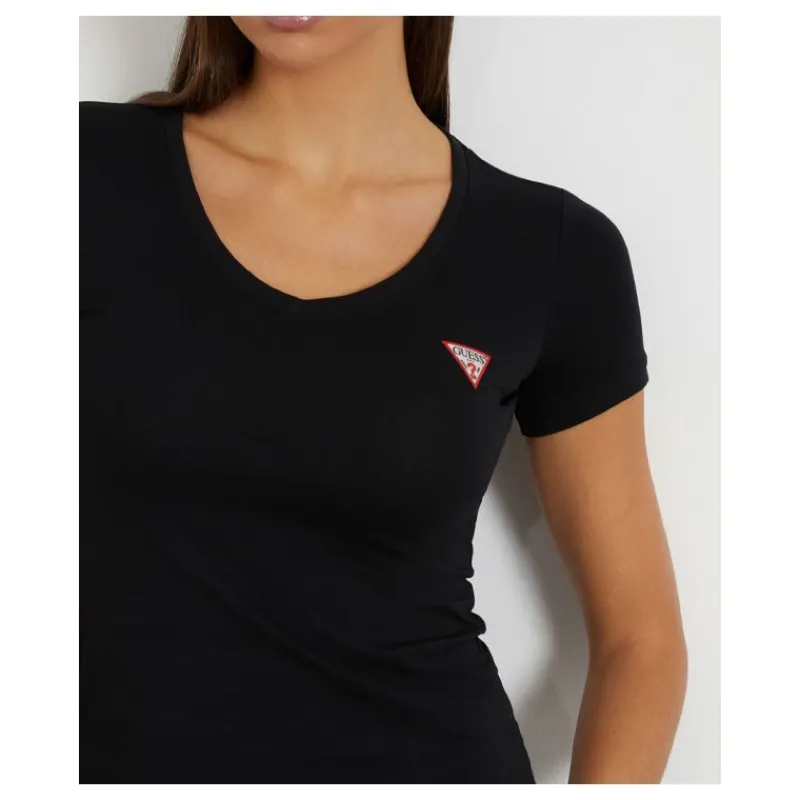 tshirt_scollo_a_v_logo_pi_11.webp T-SHIRT SCOLLO A V LOGO PICCOLO GUESS- T-shirt & Top