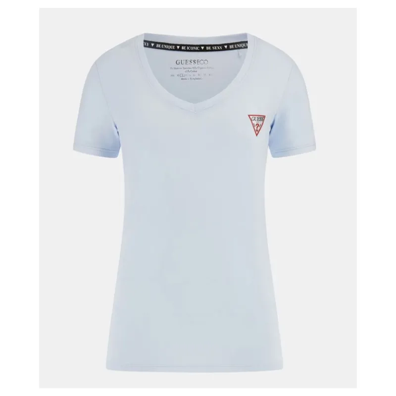 tshirt_scollo_a_v_logo_pi_13.webp T-SHIRT SCOLLO A V LOGO PICCOLO GUESS- T-shirt & Top