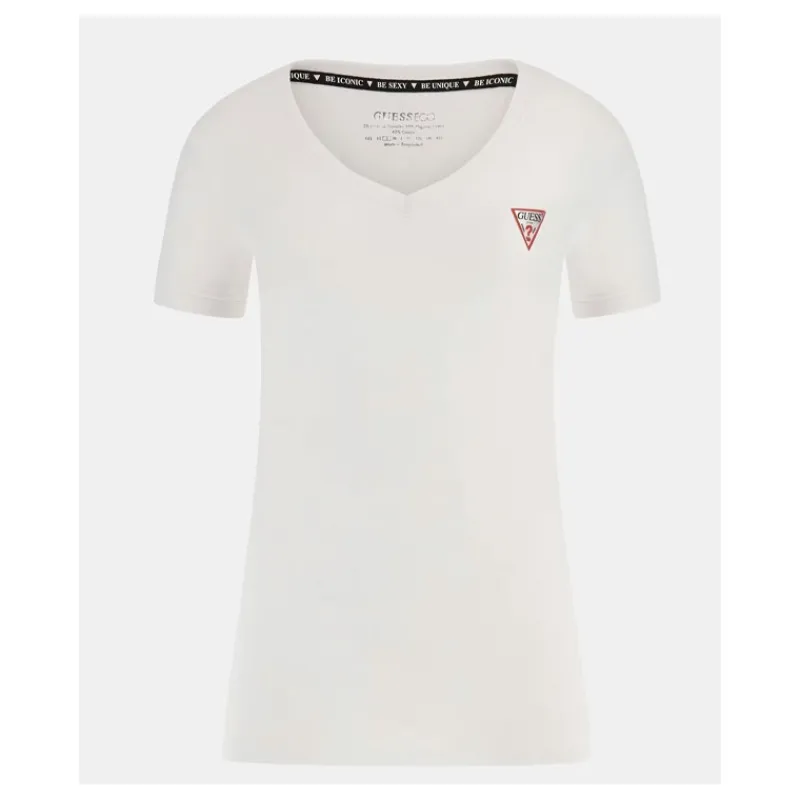 tshirt_scollo_a_v_logo_pi_7.webp T-SHIRT SCOLLO A V LOGO PICCOLO GUESS- T-shirt & Top