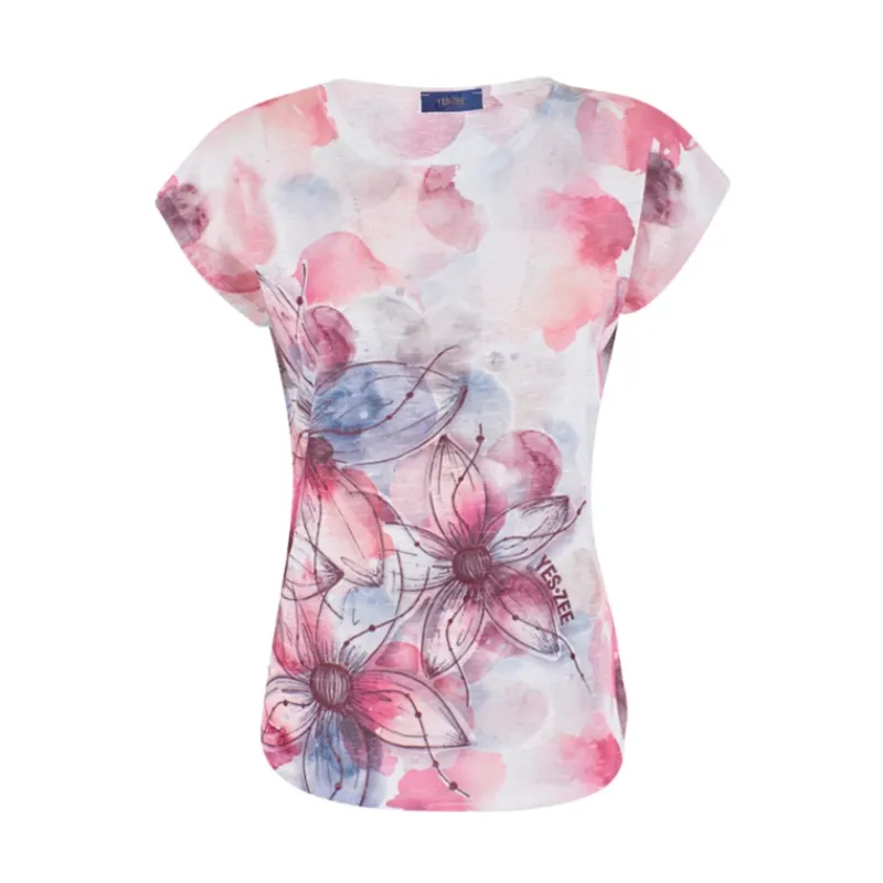 tshirt_stampa_floreale_ye_2.webp T-SHIRT STAMPA FLOREALE YES°ZEE- T-shirt & Top