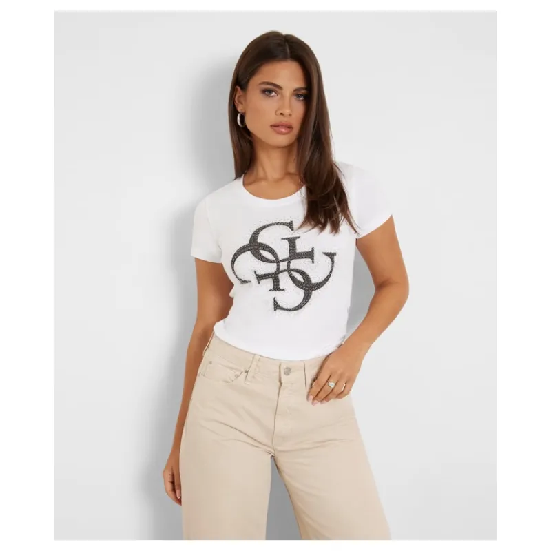T-SHIRT STRETCH LOGO FRONTALE GUESS- T-shirt & Top