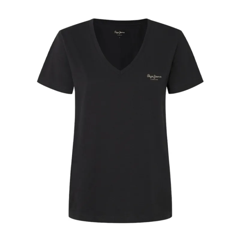 tshirt_tinta_unita_con_sc_2.webp T-SHIRT TINTA UNITA CON SCOLLO A V PEPE JEANS- T-shirt & Top